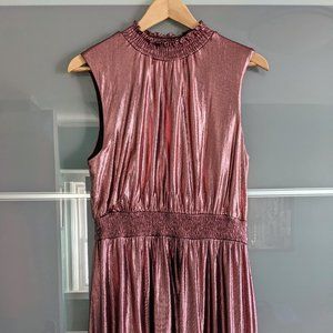 Blush Metallic Mock Neck Dress